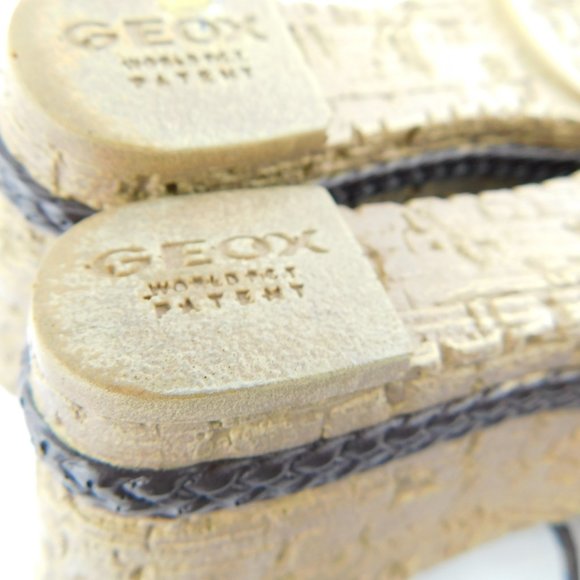 GEOX Buckled Brown Braided Leather Ankle Strap Wedge Heel Sandals 36 - Picture 9 of 10